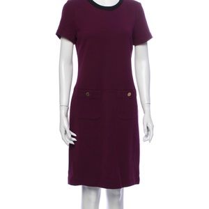 Tory Burch deep purple shift dress.